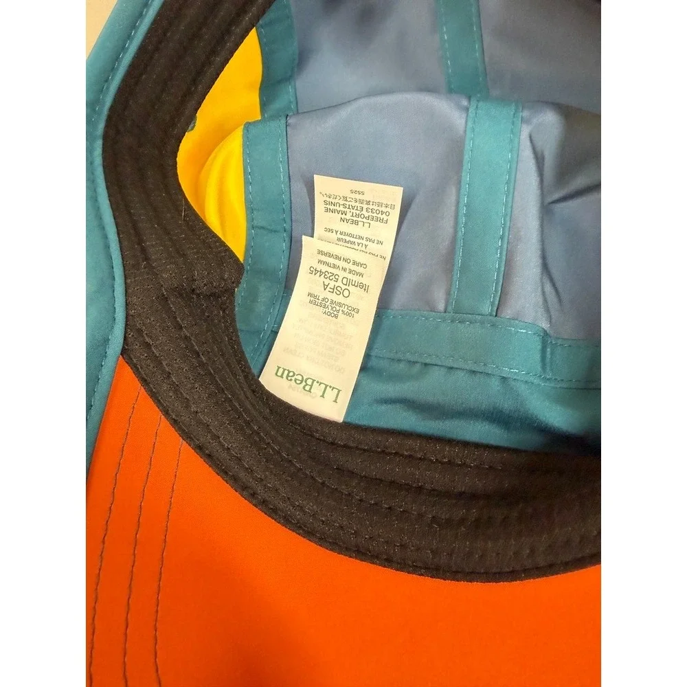 LL Bean Kids Mountain Classic Five-Panel‎ Hat OSFA Blue Yellow Orange Hiking Cap